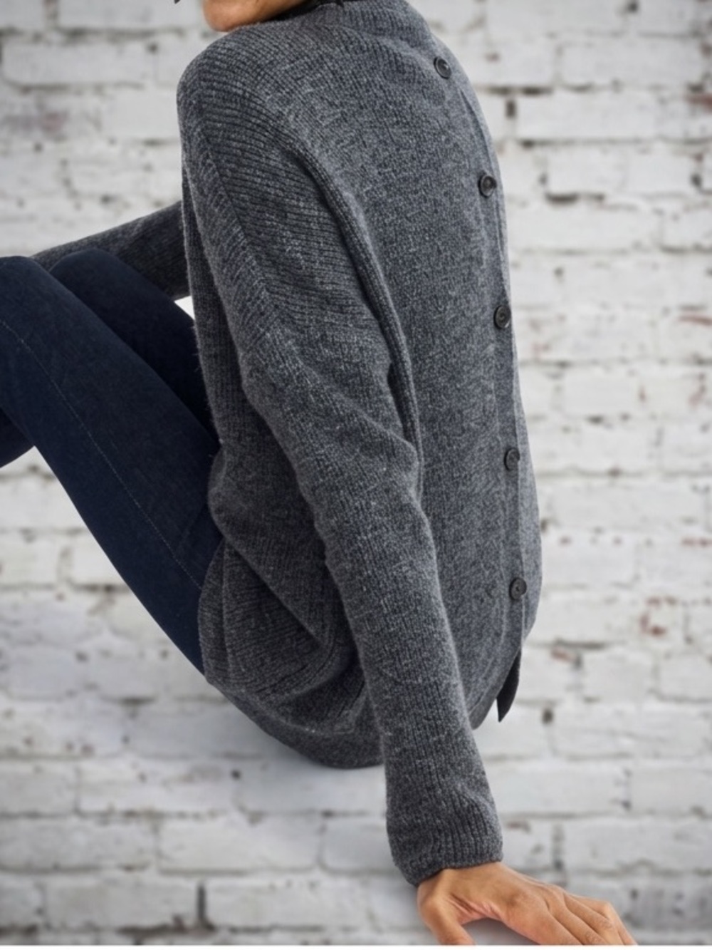 J Crew Point Sur Gray Women's Sweater With Buttons Down The Back